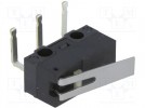 Microswitch; with lever; SPDT; 3A/125VAC; 2A/30VDC; ON-(ON); IP40