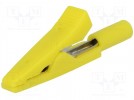 Crocodile clip; 10A; 60VDC; yellow; Overall len: 41.5mm