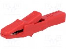 Crocodile clip; 25A; red; Grip capac: max.9.5mm; Socket size:4mm