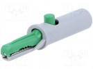 Crocodile clip; 6A; 60VDC; green; Grip capac: max.7.5mm