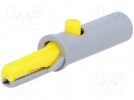 Crocodile clip; 6A; 60VDC; yellow; Grip capac: max.7.5mm