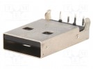 Plug; USB A; THT; angled 90°; 1.5A; Contacts: phosphor bronze; 500V