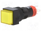 Schalter: Druck-; 1-stellig; SPDT; 0,5A/250VAC; 1A/24VDC; gelb