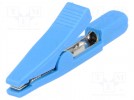 Crocodile clip; 5A; 70VDC; blue; Overall len:42mm; Contacts: brass