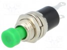 Schalter: Druck-; 1-stellig; SPST-NO; 1A/250VAC; grün; Auf: Ø7mm