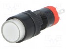 Schalter: Druck-; 1-stellig; SPDT; 0,5A/250VAC; 1A/24VDC; weiss