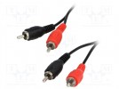 Cable; RCA plug x2,both sides; 1.5m; black
