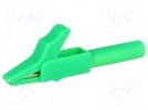 Crocodile clip; 15A; green; Grip capac: max.12mm; Socket size: 4mm