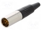 Plug; XLR mini; male; PIN:5; for cable; soldering; 4A; 0.5mm2; 3÷5mm