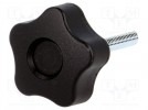 Rändelschraube; Ø: 32mm; Außengew: M6; 30mm; H: 23mm; Deckel: schwarz