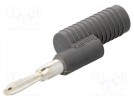 Laborsteckverbinder: 4mm Bananen; Stecker; grau; nicht isoliert