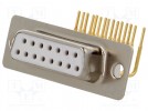 D-Sub; PIN: 15; gniazdo; żeńskie; bez osłony,standard 9,4mm; THT