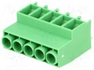 Listwa zaciskowa; 6,35mm; kątowe; 0,2÷4mm2; tory:5; 41A; zielony