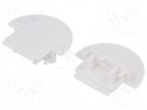 Cap for LED profiles; white; ABS; Application: GROOVE10