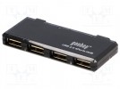 Hub USB; USB 1.1,USB 2.0; czarny; Ilość portów:4; 480Mbps; 0,4m