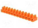 Terminal block; ways:12; screw terminal; 10mm2; orange; 57A
