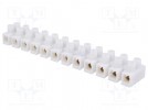Terminal block; ways:12; screw terminal; 6mm2; 10A; white; 380V