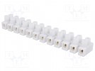Terminal block; ways:12; screw terminal; 4mm2; 6A; white; 380V