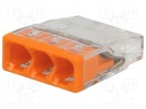 Verbinder: Installation Schnellklemm; 2273; PIN:3; Wege:1; 24A