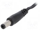 Cable; wires, DC 5,5/2,5 plug; straight; 0.5mm2; black; 0.25m