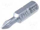 Screwdriver bit; Phillips; PH1; Overall len: 25mm