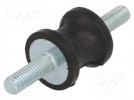 Tłumik drgań; M6; Ø: 20mm; guma; Dł: 20mm; Dł.gwintu: 18mm; 191N
