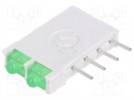 LED; w obudowie; zielony; 1,8mm; Il.diod: 2; 10mA; 38°; 2,1V; 13mcd
