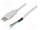 Cable; USB 2.0; USB A plug,wires; 0.5m; grey; Core: Cu; 24AWG,28AWG