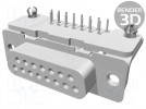 D-Sub; PIN: 15; Buchse; weiblich; PCB-Klemme; mit 90°-Winkel; THT