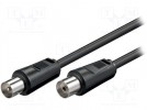 Cable; 75Ω; 0.5m; coaxial 9.5mm socket, coaxial 9.5mm plug; black
