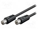 Cable; 75Ω; 0.5m; coaxial 9.5mm socket,coaxial 9.5mm plug; black