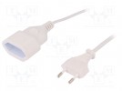 Extension lead; Sockets: 1; white; 2m