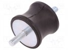 Vibrationsdämpfer; M10; Ø: 55mm; Gummi; L: 45mm; L. Gewinde: 28mm