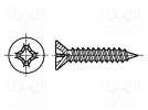Screw; 2.9x9.5; Head: countersunk; Phillips; PH1; steel; zinc