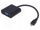Converter; D-Sub 15pin HD socket,micro HDMI plug; 200mm; black