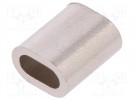 Tulejka zaciskowa; miedź; do lin; Øliny: 3mm; L: 11mm; nikiel