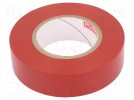 Tape: electrical insulating; W: 19mm; L: 20m; Thk: 0.15mm; red; 220%