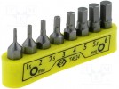 Set: screwdriver bits; 8pcs; Allen hex key; Package: blister; 30mm