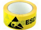 Awareness tape; Variant: ESD; Width:45mm; L:33m