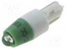 Lampka LED; zielony; T5; 24V; Il.diod: 1