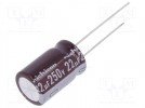 Kondensator: elektrolityczny; THT; 22uF; 250VDC; Ø12,5x20mm; ±20%