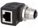 Adapter; RJ45 socket, M12 female socket; PIN:4; angled 90°