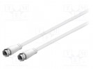 Cable; 75Ω; 1.5m; F plug,both sides; PVC; white