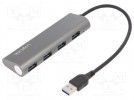 Hub USB; USB 3.0; PnP; Portanzahl: 4; 5Gbps; Mat.Geh: Aluminium