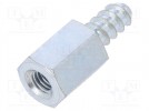 Screwed spacer sleeve; 8mm; Int.thread: M3; Ext.thread: ST3,5