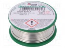 Lötdraht; Sn99,3Cu0,7; 1,5mm; 100g; bleifrei; Verpackung: Spule