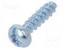 Wkręt; do tworzyw; 3x12; Łeb: walcowy; proste,Torx®; TX10,0,8mm