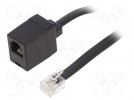 Cable: telephone; flat; RJ12 socket,RJ12 plug; 3m; black