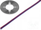 Kabel: wstążkowy; linka; Cu; 4x0,124mm2; PVC; czerwony, niebieski