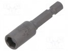 Końcówka wkrętakowa; nasadka 6-kątna; 1/4"; HEX 7mm; magnetyczna